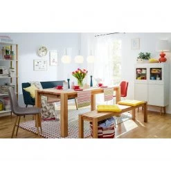 Mørteens Banquette Nicholas II - Bleu jean -Luxe Intérieur Magasin kuechensofa nicholas ii webstoff eiche massiv jeansblau 5152976