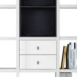 Loftscape Etagère Emporior III - Blanc brillant / Noir - Sans éclairage -Luxe Intérieur Magasin regal emporior iii ohne beleuchtung hochglanz weiss schwarz 2032862