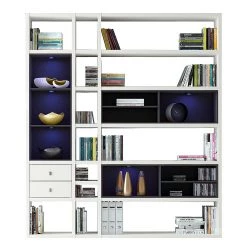 Loftscape Etagère Emporior III.A - Blanc / Noir - Avec éclairage