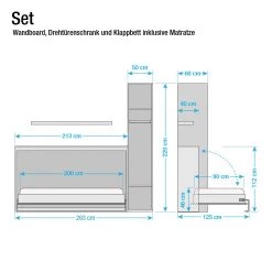 Loftscape Ensemble lit mural Godia II - Blanc / Imitation chêne de Sonoma - Maletas de mousse -Luxe Intérieur Magasin schrankbett kombination godia ii schaumstoffmatratze weiss 5173008