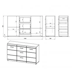 Germania Buffet Adana - Blanc brillant -Luxe Intérieur Magasin sideboard adana hochglanz weiss 5162588
