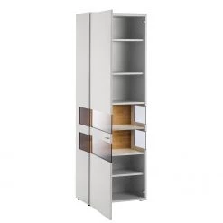 GWINNER Vitrine Anzio - Mat blanc / Chêne de poutre - Butoir à gauche - Avec éclairage -Luxe Intérieur Magasin standvitrine anzio mit beleuchtung weiss balkeneiche tueranschlag links 4525684