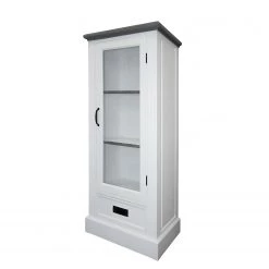 Maison Belfort Vitrine Nasinu II - Partiellement en paulownia massif - Blanc / Gris ancien