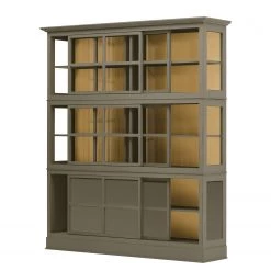 Maison Belfort Vitrine Azjana - Granite / Pin crème -Luxe Intérieur Magasin vitrinenschrank azjana pinie teilmassiv granit pinie creme 3393281