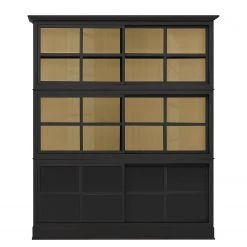 Maison Belfort Vitrine Azjana - Noir / Pin crème -Luxe Intérieur Magasin vitrinenschrank azjana pinie teilmassiv schwarz pinie creme 3393033