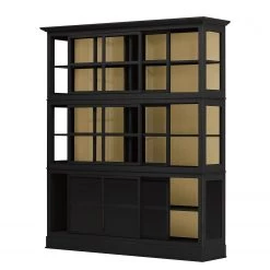 Maison Belfort Vitrine Azjana - Noir / Pin crème -Luxe Intérieur Magasin vitrinenschrank azjana pinie teilmassiv schwarz pinie creme 3393037