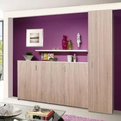 Loftscape Ensemble lit mural Godia II - Blanc / Imitation chêne de Sonoma - Maletas de mousse -Luxe Intérieur Magasin wandklappbett kombination godia ii schaumstoffmatratze weiss eiche sonoma dekor 1722866