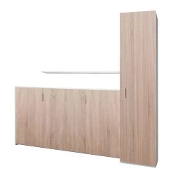 Loftscape Ensemble lit mural Godia II - Blanc / Imitation chêne de Sonoma - Maletas de mousse -Luxe Intérieur Magasin wandklappbett kombination godia ii schaumstoffmatratze weiss eiche sonoma dekor 1722870