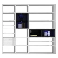 Loftscape Etagère XL Emporior l.A - Blanc brillant / Noir - Avec éclairage