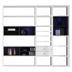 Loftscape Etagère XL Emporior l.B - Blanc brillant / Noir - Avec éclairage