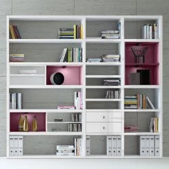 Loftscape Etagère XL Emporior l.B - Blanc brillant / Blanc - Avec éclairage -Luxe Intérieur Magasin xl regalwand emporior i b rgb led beleuchtung hochglanz weiss weiss 3396541