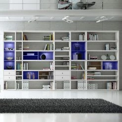 Loftscape Etagère XXL Emporior l.A - Blanc / Imitation chêne de Sonoma - Avec éclairage -Luxe Intérieur Magasin xxl regalwand emporior i a rgb led beleuchtung weiss eiche sonoma dekor 3396289