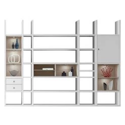 Loftscape Etagère XXL Emporior VI - Blanc / Imitation chêne de Sonoma - Avec éclairage